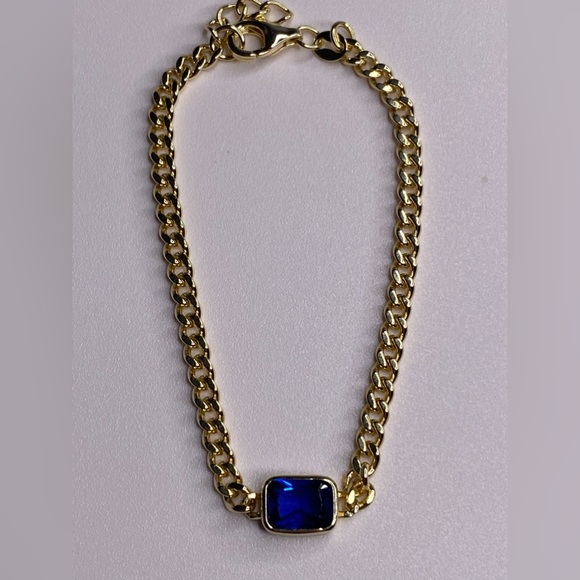 SOLD.  STUNNING BLUE SAPPHIRE & GOLD BRACELET - Picture 3 of 4